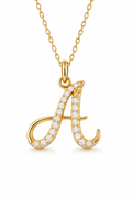 Yellow Gold Diamond Letter A Necklace